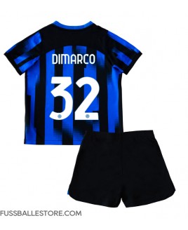 Günstige Inter Milan Federico Dimarco #32 Heimtrikotsatz Kinder 2023-24 Kurzarm (+ Kurze Hosen)